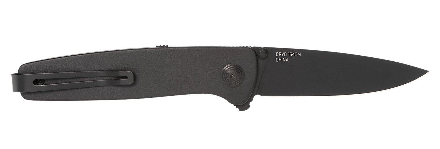 S.O.G SOG11150143 Twitch III 3.10" Folding Drop Point Plain Black TiNi 154CM SS Blade, Black Aluminum Handle