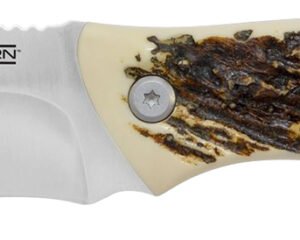 Camillus 19246 Western Crosstrail 4.25" Fixed Drop Point Plain Silver 420 Steel Titanium Bonded Blade, Stag/Antler Delrin Handle, Includes Belt Loop/Sheath