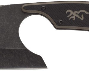 Browning 3220322 Cutoff Camp 2.50" Fixed Cleaver Plain Black Black Oxide Stonewashed 9Cr14MoV SS Blade, Black/Tan G10 Handle