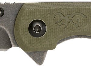 Browning 3220507 Branded Rock EDC 3" Folding Tanto Plain Black Stonewashed 7Cr17MoV SS Blade OD Green, G10 Handle