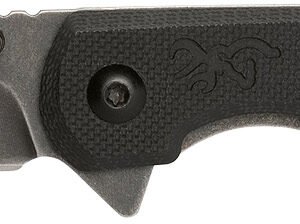Browning 3220514 Branded Rock  EDC 3" Folding Drop Point Plain Black Stonewashed 7Cr17MoV SS Blade, Black G10 Handle