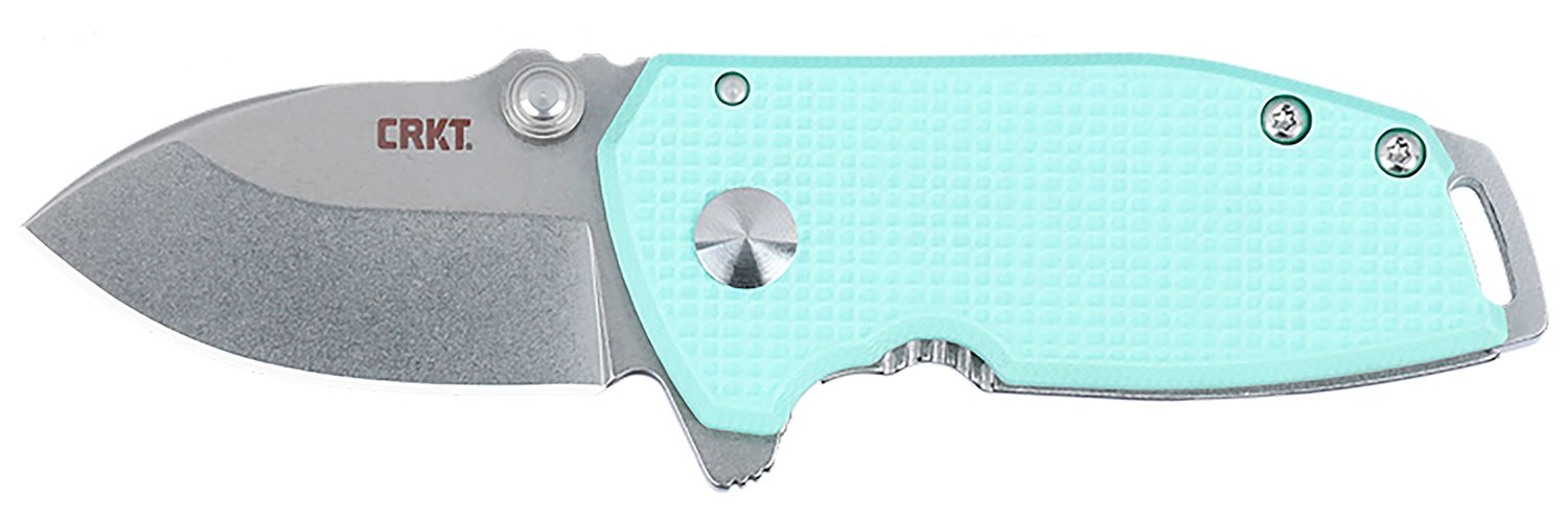 CRKT 2485B SQUID Compact 1.75" Folding Drop Point Plain Stonewashed D2 Steel Blade, Blue G10/SS Handle