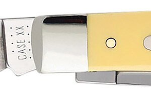 Case 00161 Trapper 3.25"/3.27" Folding Clip Point/Spey Plain Tumble Polish Chrome Vanadium Steel Blade/Yellow Synthetic Handle