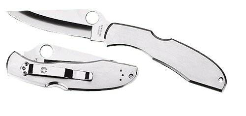 Spyderco C10S Endura 4 3.85" Folding Clip Point Part Serrated VG-10 SS Blade Satin Stainless Steel Handle Includes Pocket Clip