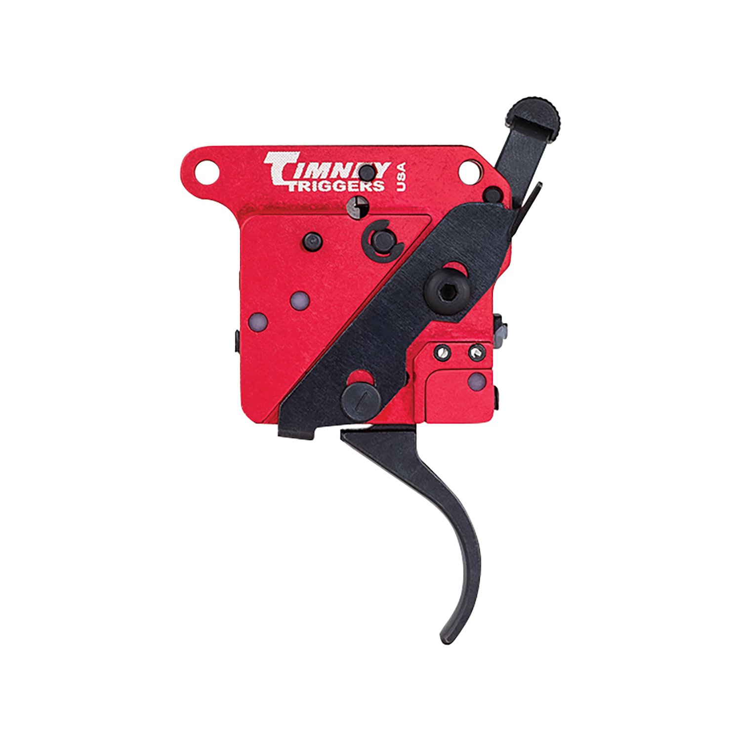 Timney Triggers 533 2-Stage Two-Stage Curved Trigger with 1-1.50 lbs Draw Weight & Black/Red Finish for Remington 700 Right