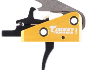 Timney Triggers 667S Competition Trigger Single-Stage Curved Trigger with 3 lbs Draw Weight & Black/Gold Finish for AR-15