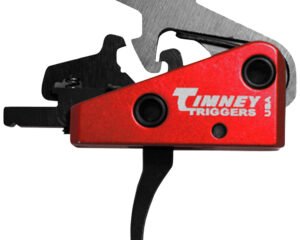Timney Triggers 662S Targa Short Trigger  Two-Stage Curved Trigger with 2 lbs Draw Weight & Black/Red Finish for AR-Platform