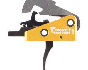 Timney Triggers 670 Competition Trigger  Single-Stage Curved Trigger with 4 lbs Draw Weight & Black/Gold Finish for AR-10