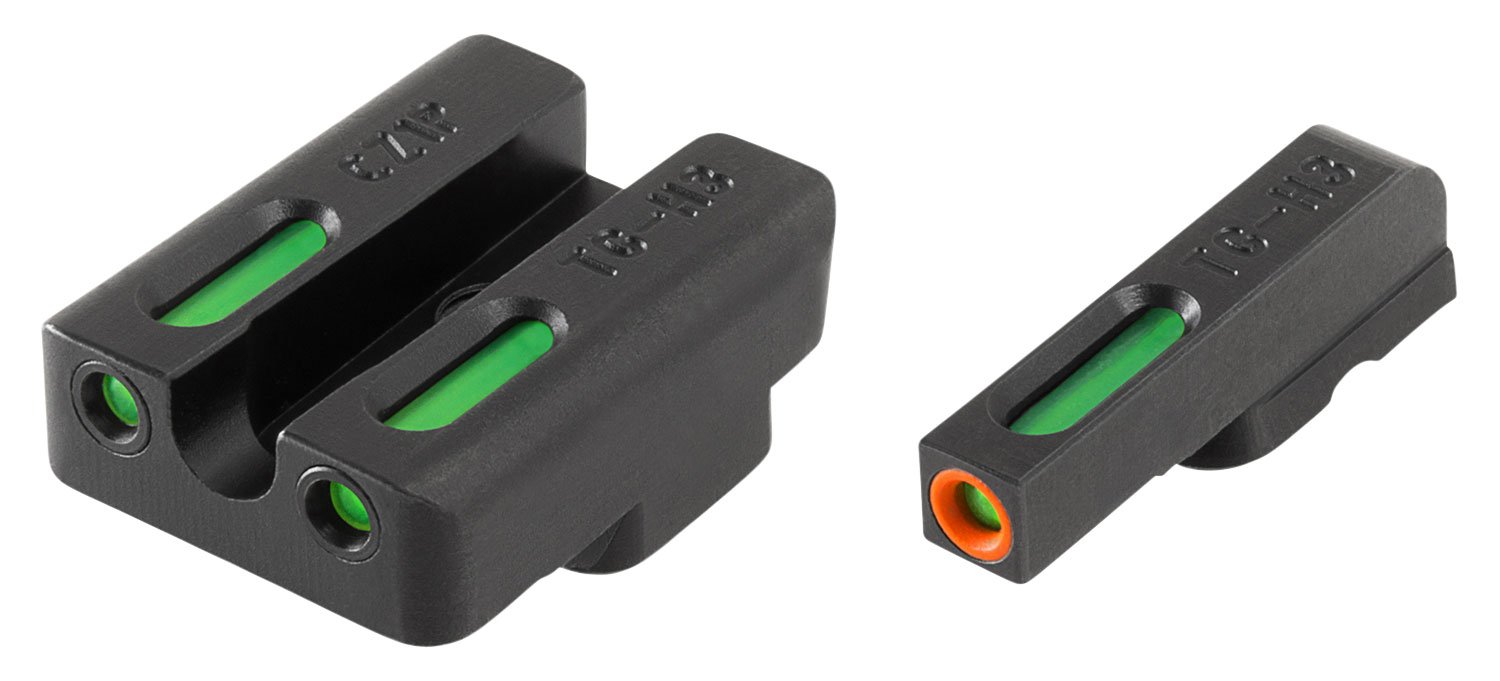 TruGlo TG13TA2PC TFX Pro Black | Green Tritium & Fiber Optic Orange Outline Front Sight Green Tritium & Fiber Optic Rear Sight