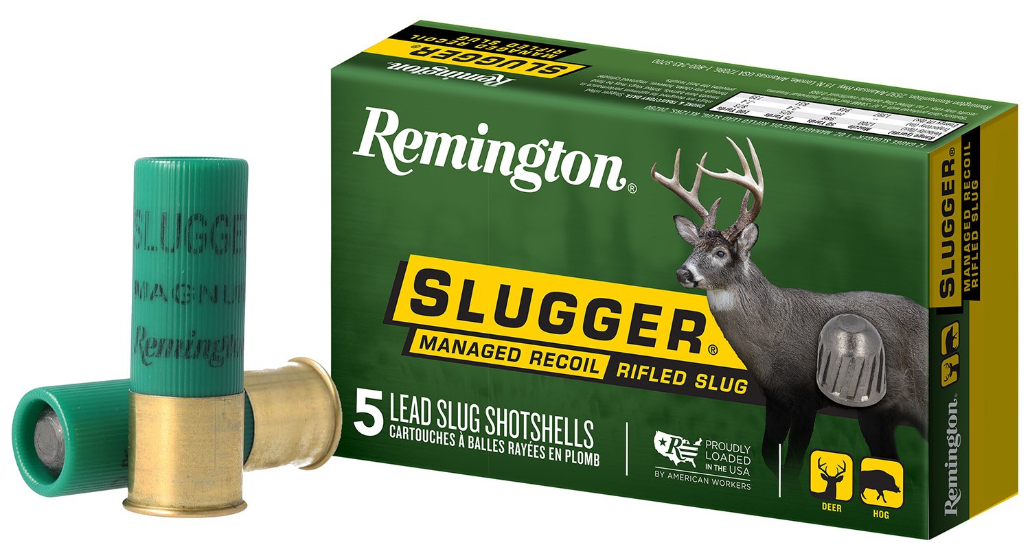 Remington Ammunition 20290 Slugger Managed-Recoil 12 Gauge 2.75" 1 oz Rifled Slug Shot 5 Per Box/20 Cs