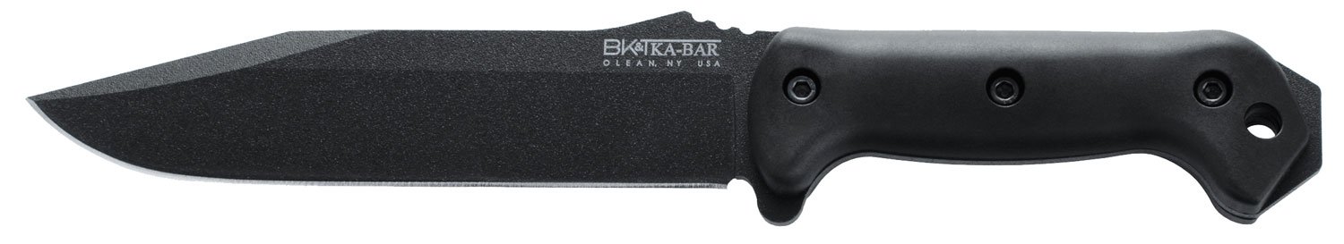 Ka-Bar BK7 Becker Combat Utility 7" Fixed Clip Point Plain Black 1095 Cro-Van Blade, Black Ultramid Handle, Includes Sheath