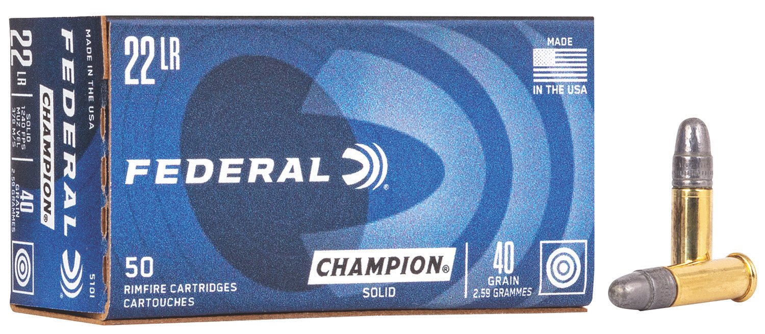 Federal 510 Champion Training Rimfire 22LR 40gr Lead Round Nose 50 Per Box/100 Case