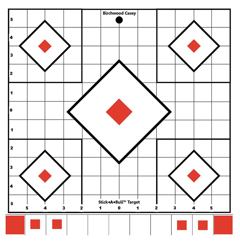 Birchwood Casey 33922 Stick-A-Bull Sight-In Self-Adhesive Paper White/Red 12" 5-Diamond 5 Pack