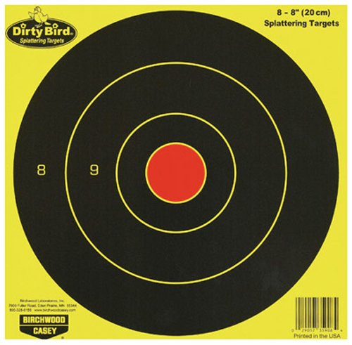 Birchwood Casey 35908 Dirty Bird 8" Bullseye Paper Hanging Universal Black/Yellow 8 Per Pkg