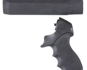 Hogue 05015 OverMolded Tamer Pistol Grip & Forend Black Rubber with Finger Grooves, Polymer Forend for Mossberg 500 12  Gauge