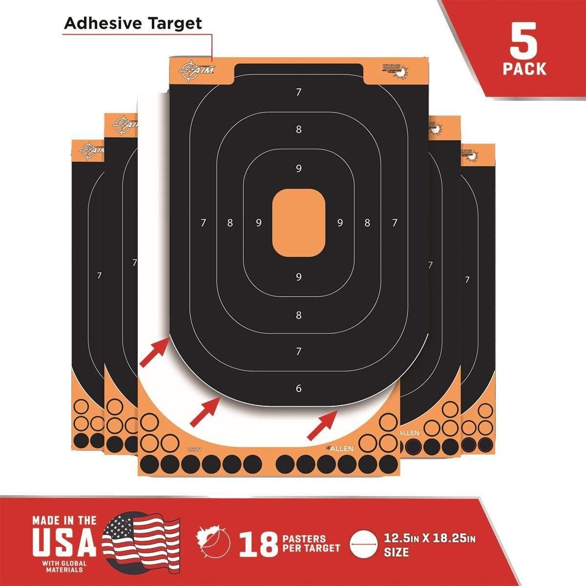 Allen Adhesive Splash Handgun Training Target 12x18" Orange and Black 5/ct