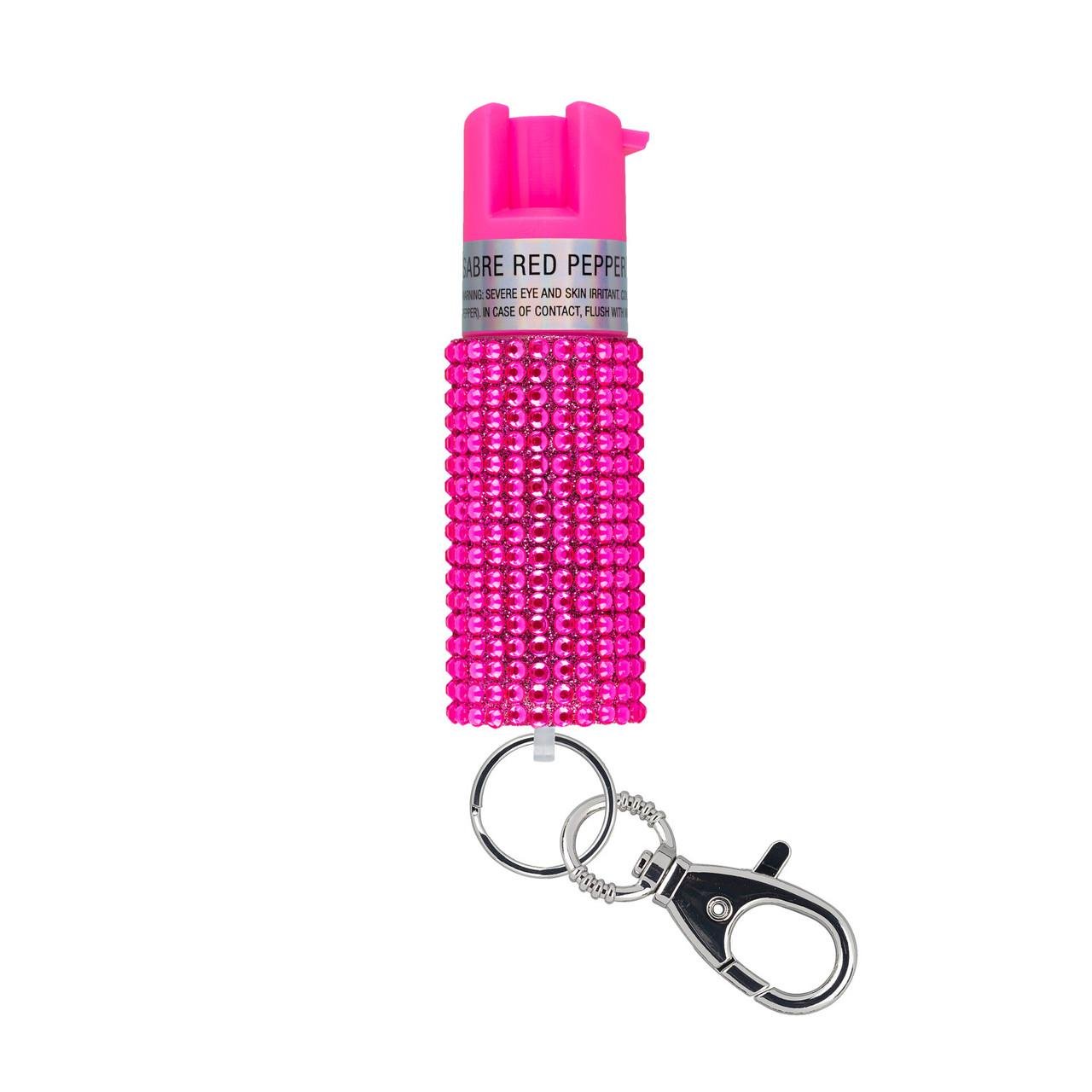 Sabre Jeweled Pepper Spray with Key Ring Pink