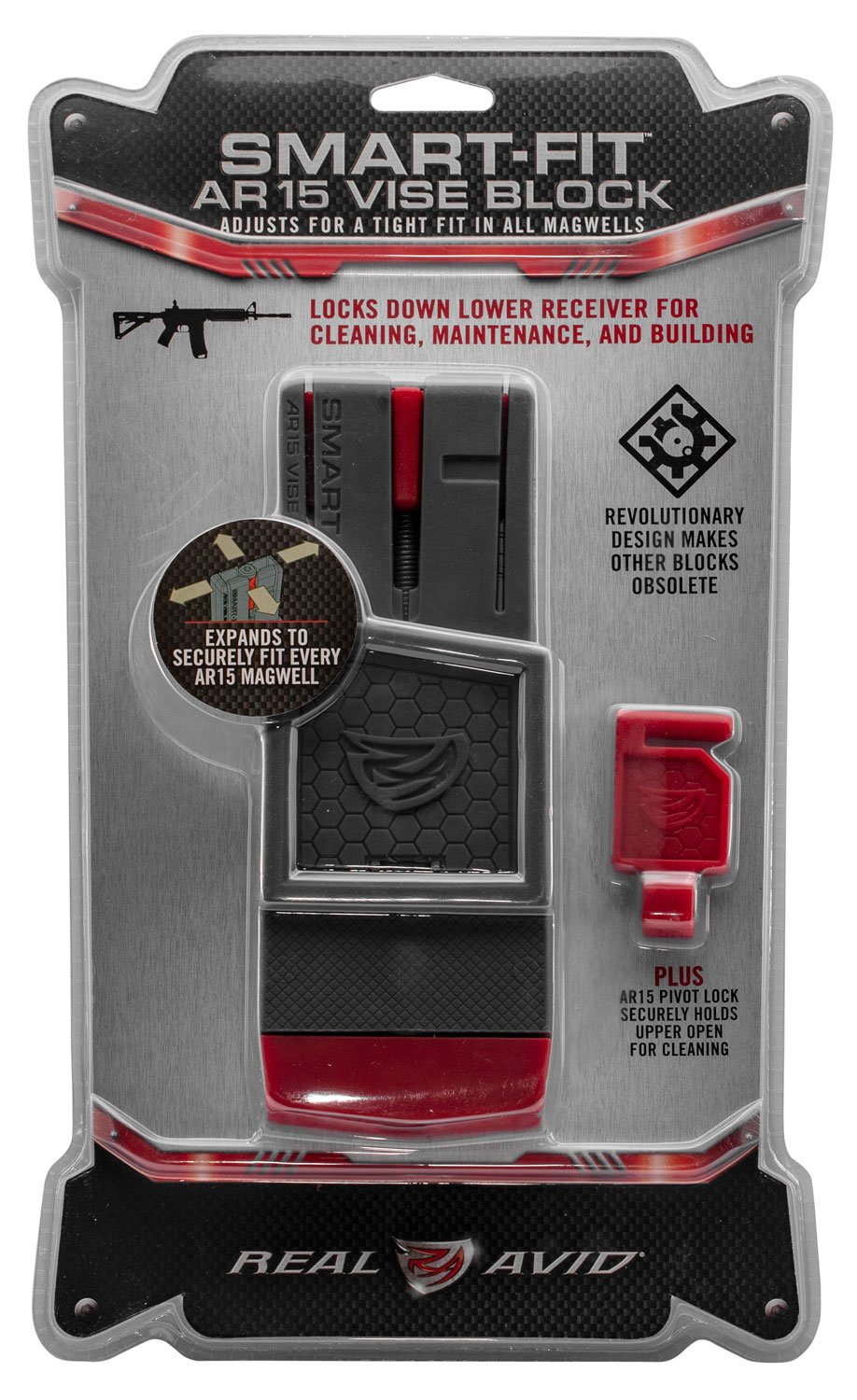 Real Avid AVAR15SFVB Smart-Fit Vise Block Gray/Red Polymer 223 Rem/5.56x45mm NATO AR-15