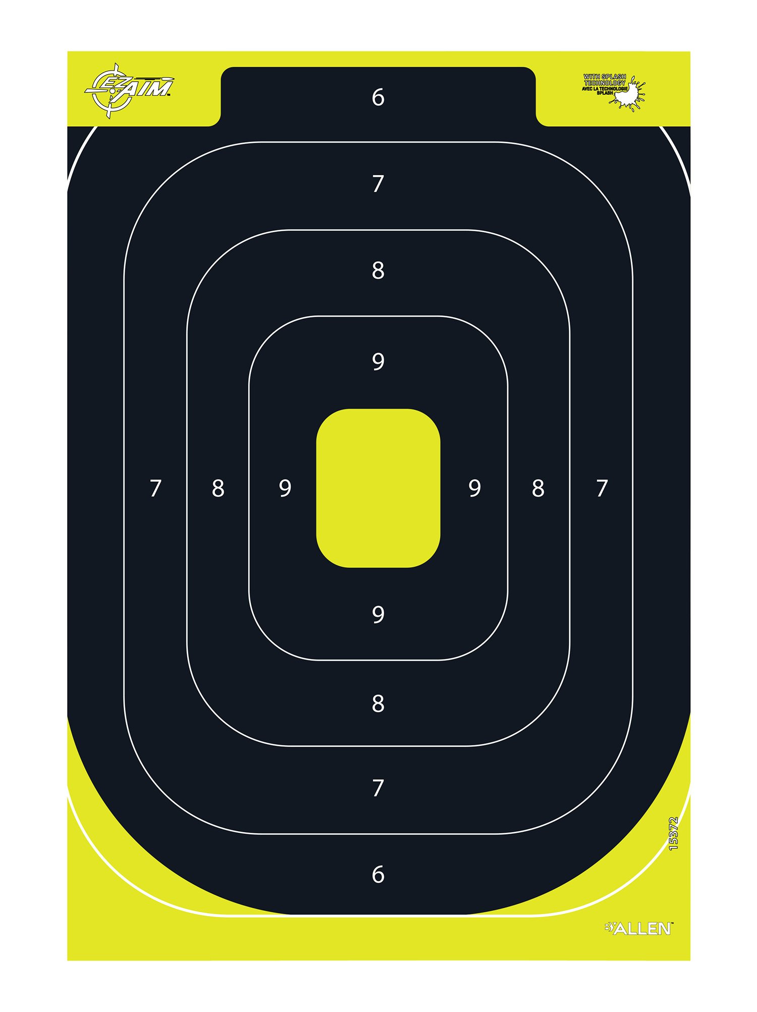 EZ-Aim 15372 Splash Reactive Target IPSC Silhouette Paper Hanging 12.50" W X 18.25" H Black/Yellow 8 Per Pkg
