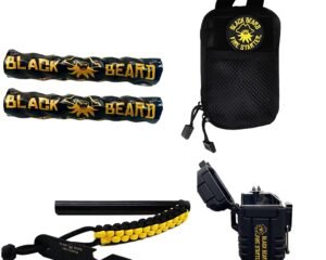 Black Beard Fire Starters SKB Ultimate Fire Kit Black Includes Ferro Rod/Plasma Arc Lighter/Organizer Case/Fire Starters/Decal
