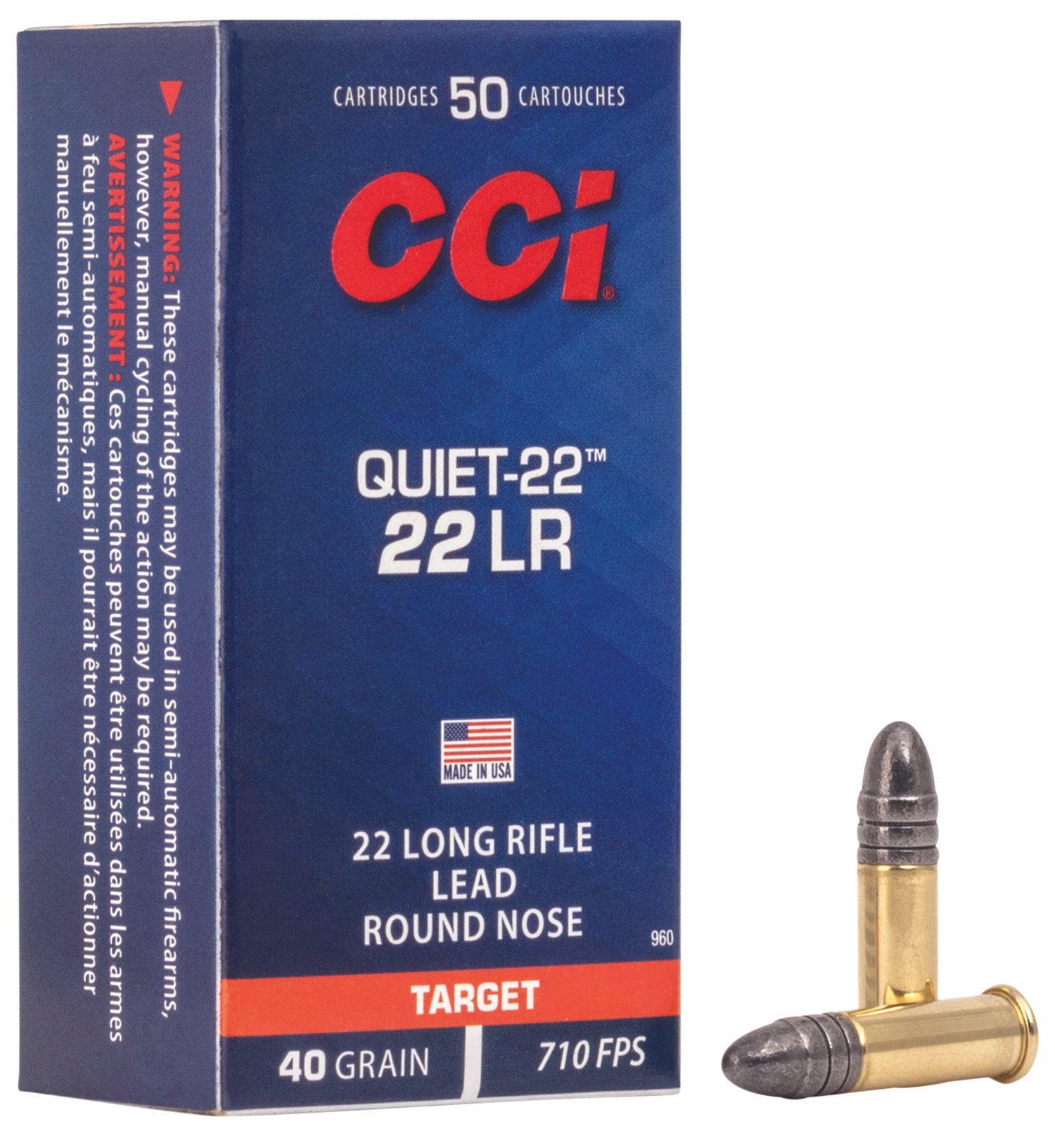 CCI 960 Quiet-22 22LR 40gr Lead Round Nose 50 Per Box/100 Case