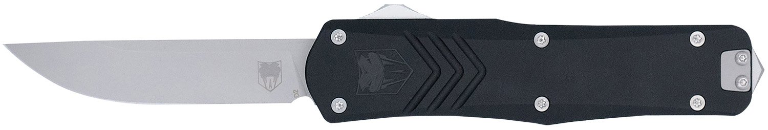 CobraTec Knives MBLKFSXGEN3DNS FS-X Gen III Medium 3" OTF Drop Point Plain Stonewashed D2 Steel Blade, 4.68" Aluminum Handle