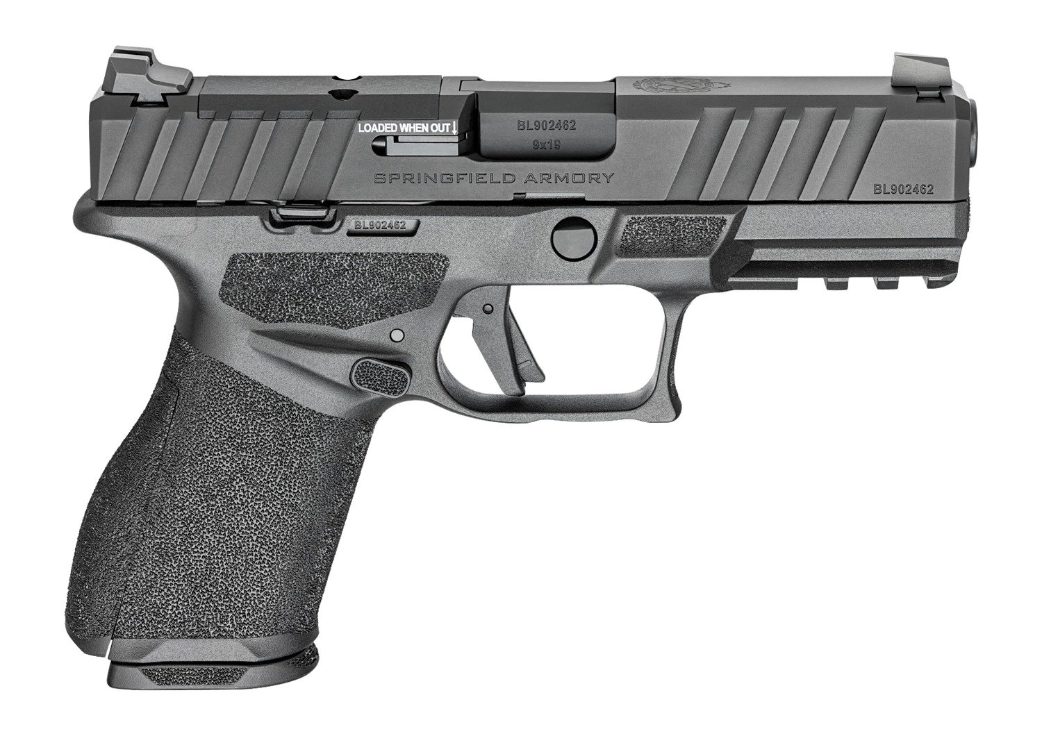 Springfield Armory ECA9409BCA Echelon Alpha 40.C 9mm Luger 10+1 4" Black Melonite Barrel & Optic Ready/Serrated Slide, Black Polymer Frame w/Picatinny Rail Adaptive Texture Grip, *CA Compliant