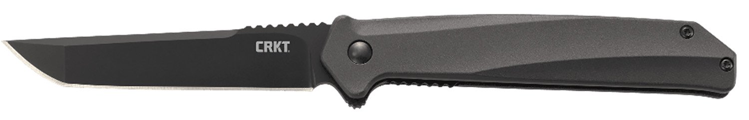 CRKT K500GKP Helical 3.52" Folding Tanto Plain Black Oxide D2 Steel Blade/ Black Aluminum Handle Includes Pocket Clip