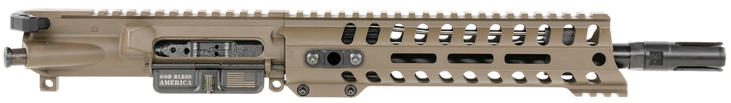 Patriot Ordnance Factory Minuteman Complete Upper 5.56x45mm NATO 10.50" Black Nitride Barrel Aluminum Patriot Brown Receiver 9" M-LOK Handguard Lo Pro DI Gas Block (Mid Length)