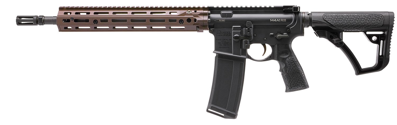 Daniel Defense 0219104238047 M4A1 RIII 5.56x45mm NATO 14.50" 30+1, Black Rec/Furniture, OEM Stock & Grip, 12.50" FDE M-Lok Handgaurd, Ambi Controls, Pinned & Welded Flash Hider